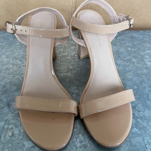 Stuart Weitzman Taliana Leather Block-Heel Sandals Adobe size 7.5 - Picture 2 of 3